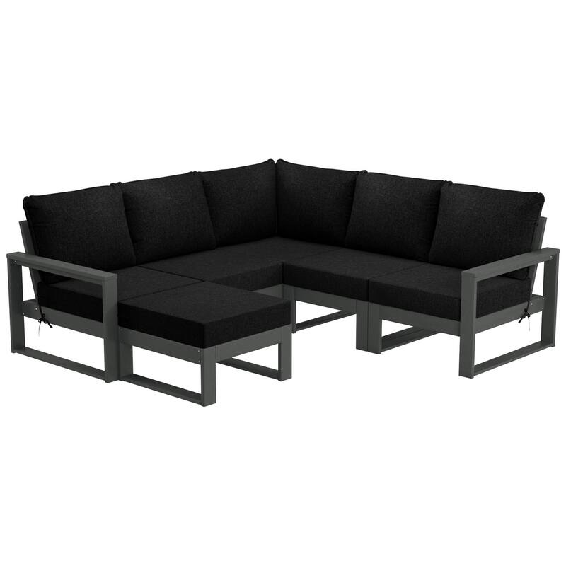 Endless Patio 6-Piece Deep Seating Set with Ottoman with Gray Frame - Gray/Black