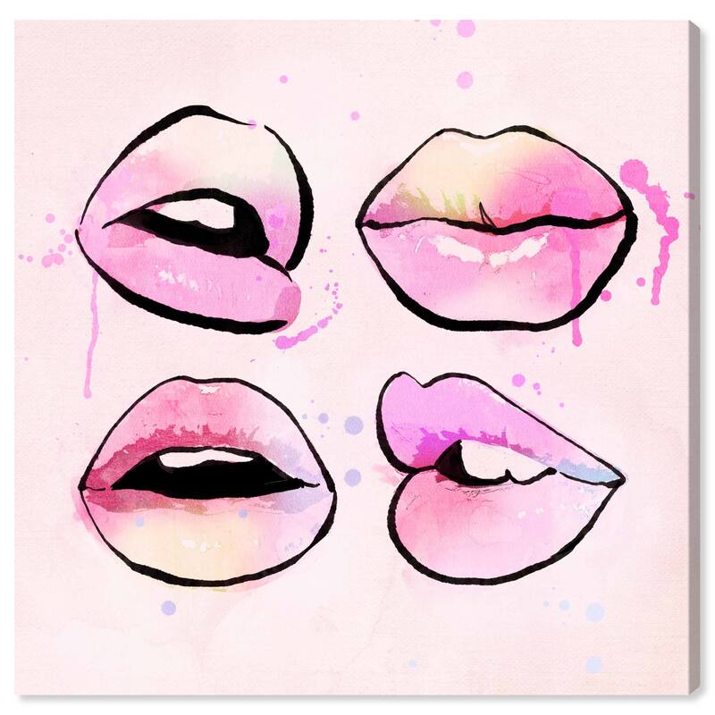 Wynwood Studio Canvas Fashion and Glam Pastel Lips Pink and Light Pink Modern & Contemporary Wall Art Canvas Print