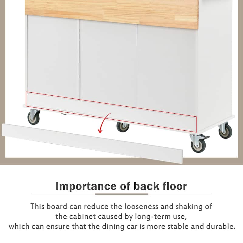 Rolling Mobile Kitchen Island with Drop Leaf - Solid Wood Top, Locking Wheels & Storage Cabinet 52.7 Inch Width