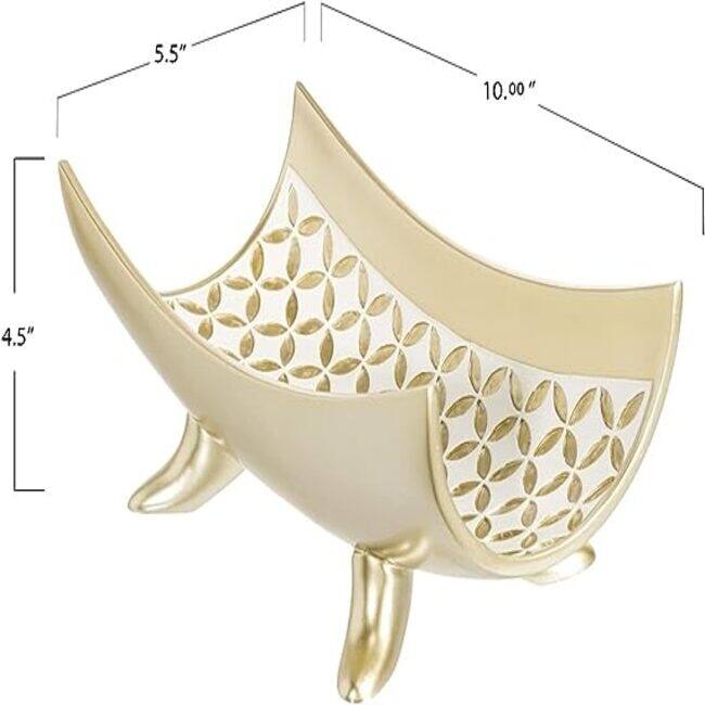 Creative Scents Gold-tone Polyresin Diamond Lattice Decorative Bowl