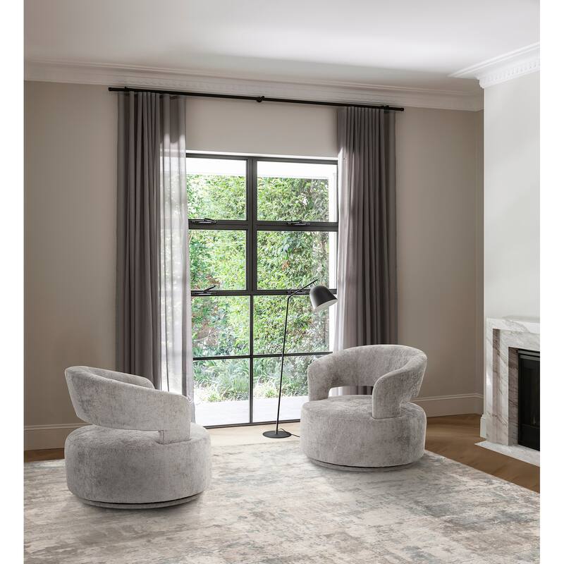 Pasargad Home Piagia Upholstered Swivel Barrel Chair
