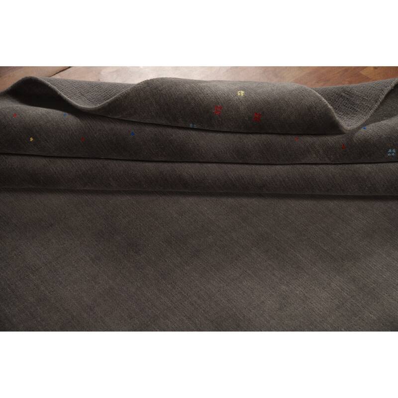 Hand Knotted Oriental 100% Wool Carpet Tribal Tribal Greys & Charcoal Gabbeh Area Rug - 9' 8'' X 7' 10''