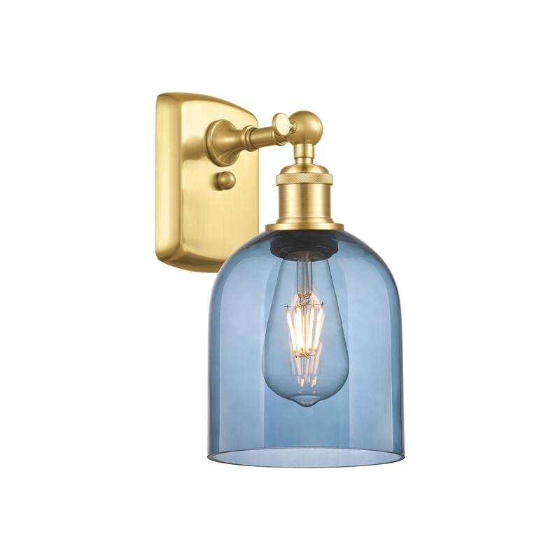 Innovations Lighting 516-1W-11-6 Bella Sconce Bella 11" Tall Wall - Satin Gold / Princess Blue