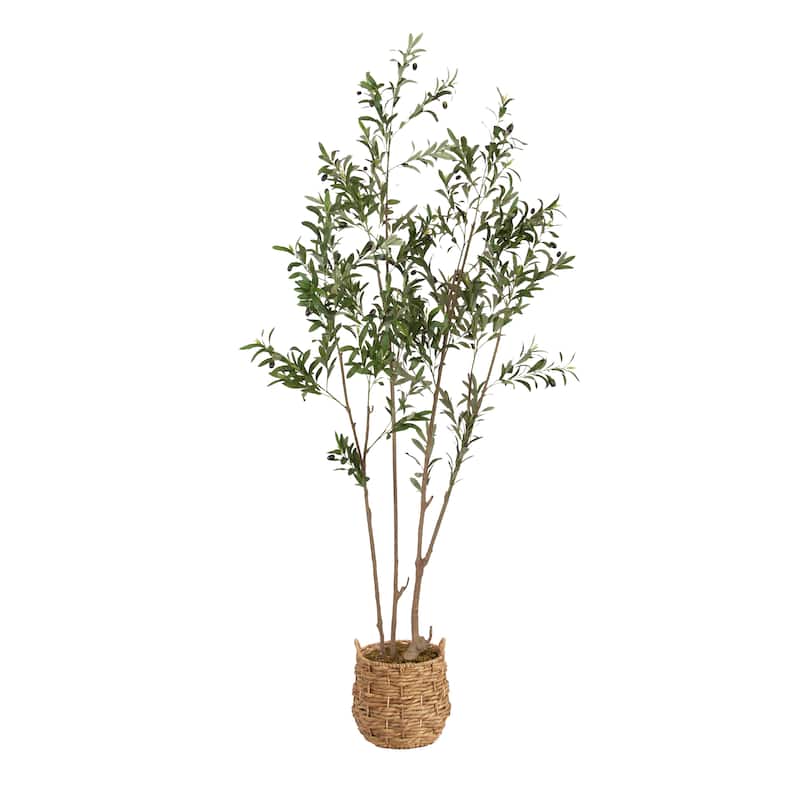Kate and Laurel Oliveira Faux Olive Tree - 7ft - Natural