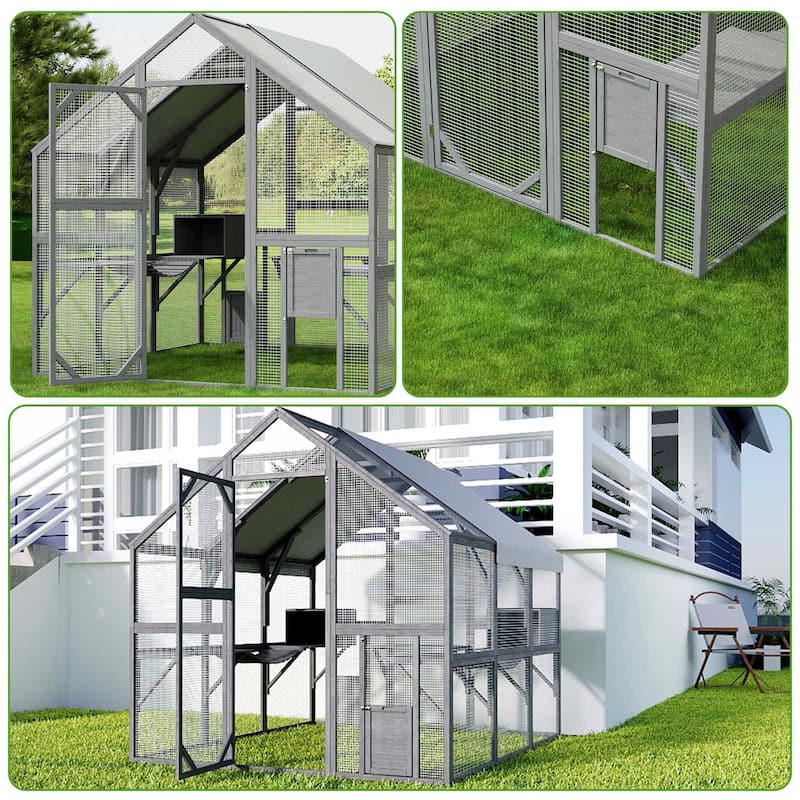 Large Outdoor Cat Enclosures with Houses, Bridges, Walks&UV Proof