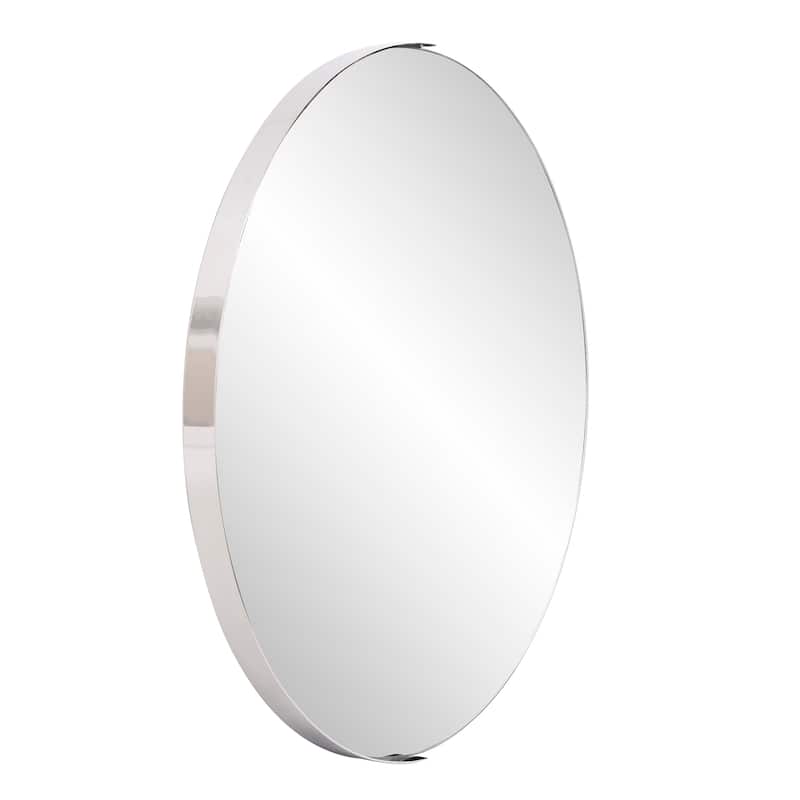 Allan Andrews Framed Silver Round Decorative Dante Wall Mirror - 30" Diameter x 1.1/2"