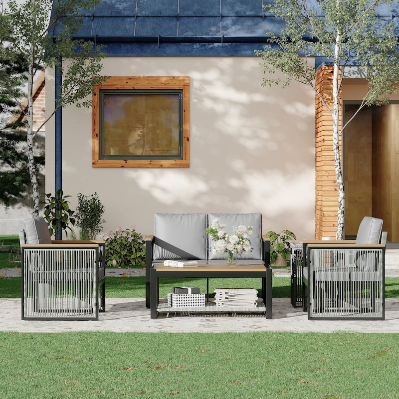 EROMMY Outdoor Patio Furniture Sets - 5/6/7 Piece All-Weather Conversation Sets withTable & Ottoman, Sectional Sofa & Chairs.