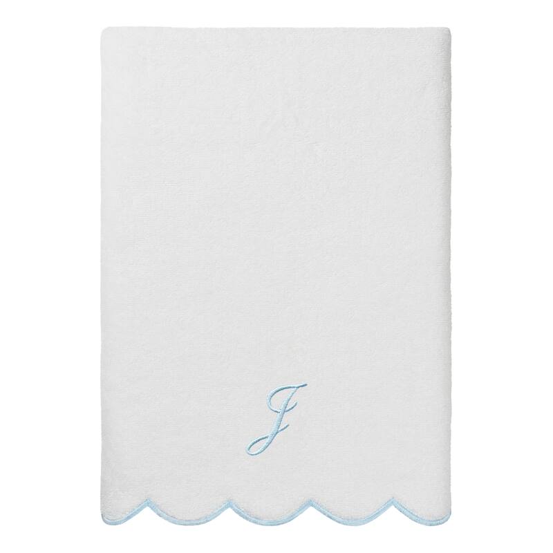 Authentic Hotel and Spa 100% Turkish Cotton Blue ADORNIA Scallop Personalized 3 Piece Towel Set - 3 Piece Set