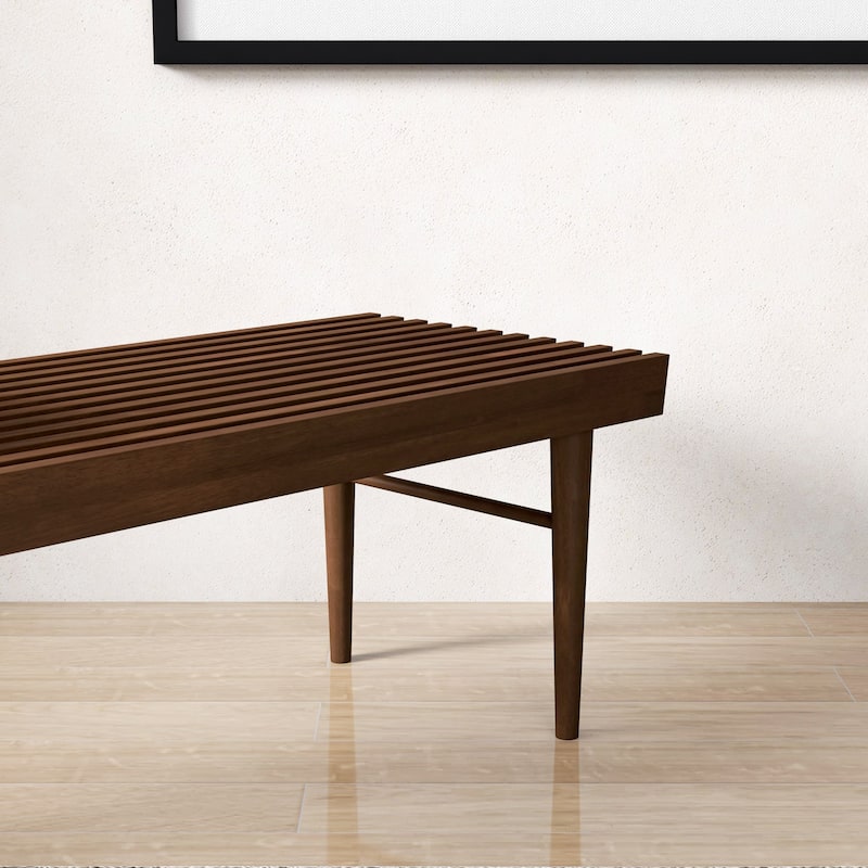 GDFStudio - Mia Mid-Century Modern 47.2" Wide Solid Wood Bench with Natural Walnut Stain Finish - 47.2"W