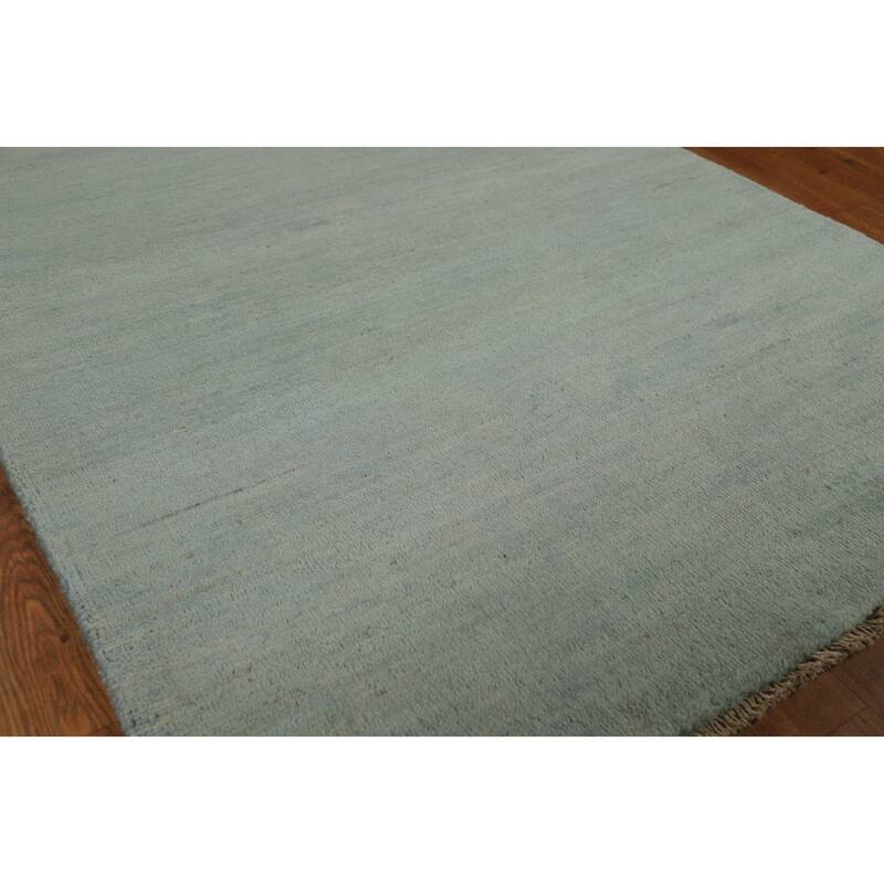 Blue & Green Gabbeh Oriental Foyer Rug Hand-Knotted Wool Carpet - 3'4"x 4'10"