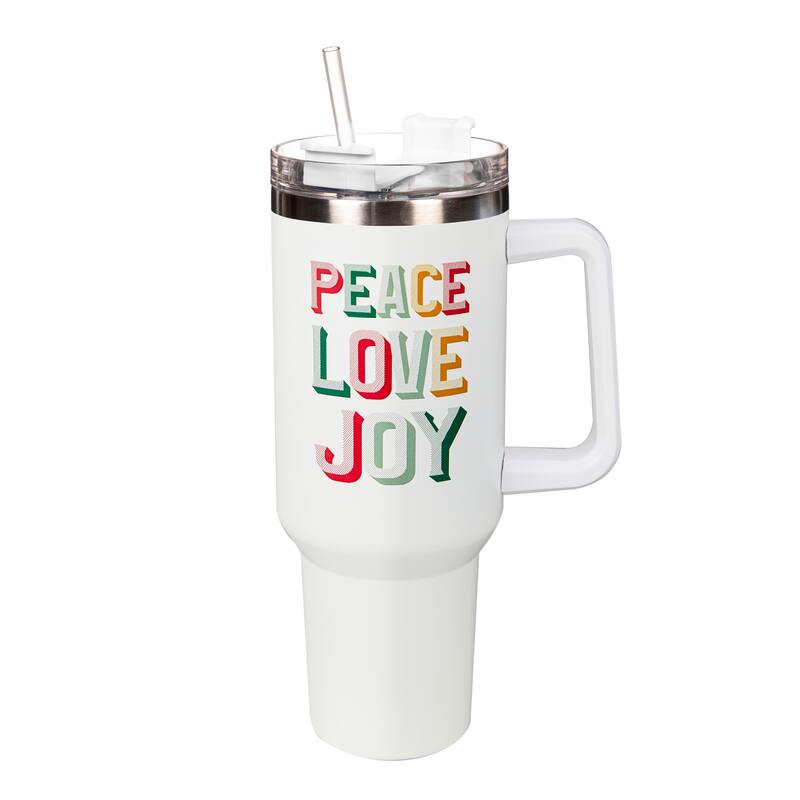 Peace Love Joy Canyon Cup, Double Wall Stainless Steel w/ Straw, 40oz, Gift Box - 40oz