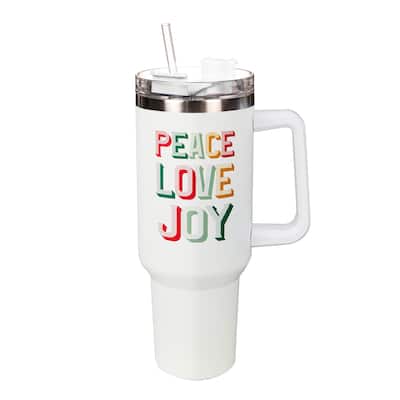 Peace Love Joy Canyon Cup, Double Wall Stainless Steel w/ Straw, 40oz, Gift Box - 40oz