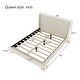 preview thumbnail 4 of 5, Queen Size Wooden Bed Frame,Velvet Upholstered Platform Bed,Cream