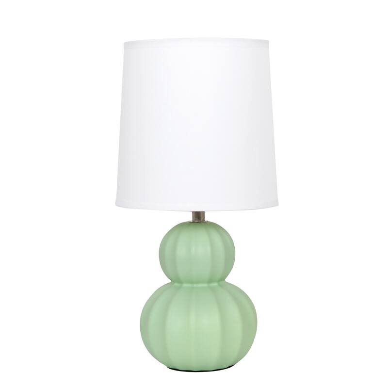 Double Gourd Ceramic Table Lamp with Fabric Shade - 6 x 6 x 13 in. (L x W x H) - Sage Green
