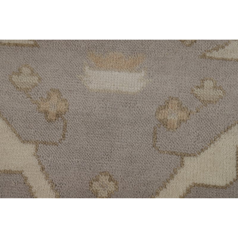 Gray Oushak Style Area Rug Hand-Knotted Wool Carpet - 8'1" x 10'0"