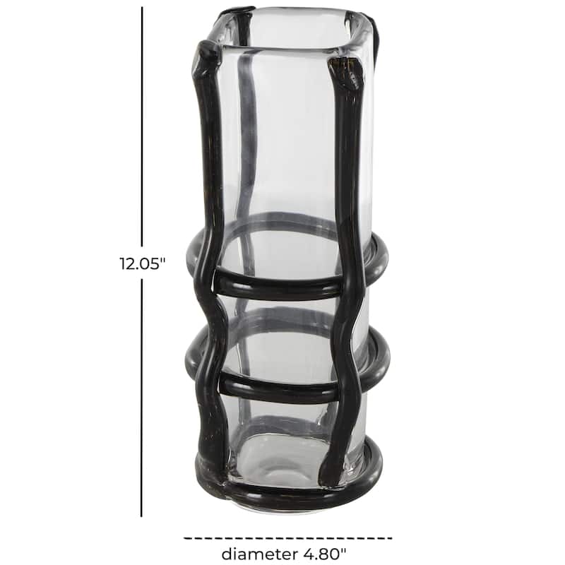 Recycled Glass Handmade Tall Decorative Vase with Glass Framing - Blue or Black - Roche River Decor
