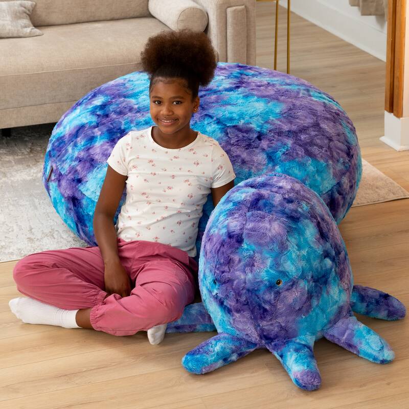 Raven-Symone Huggy the Octopus Sea Buddy Large Kids Stuffed Animal Bean Bag and Pouf