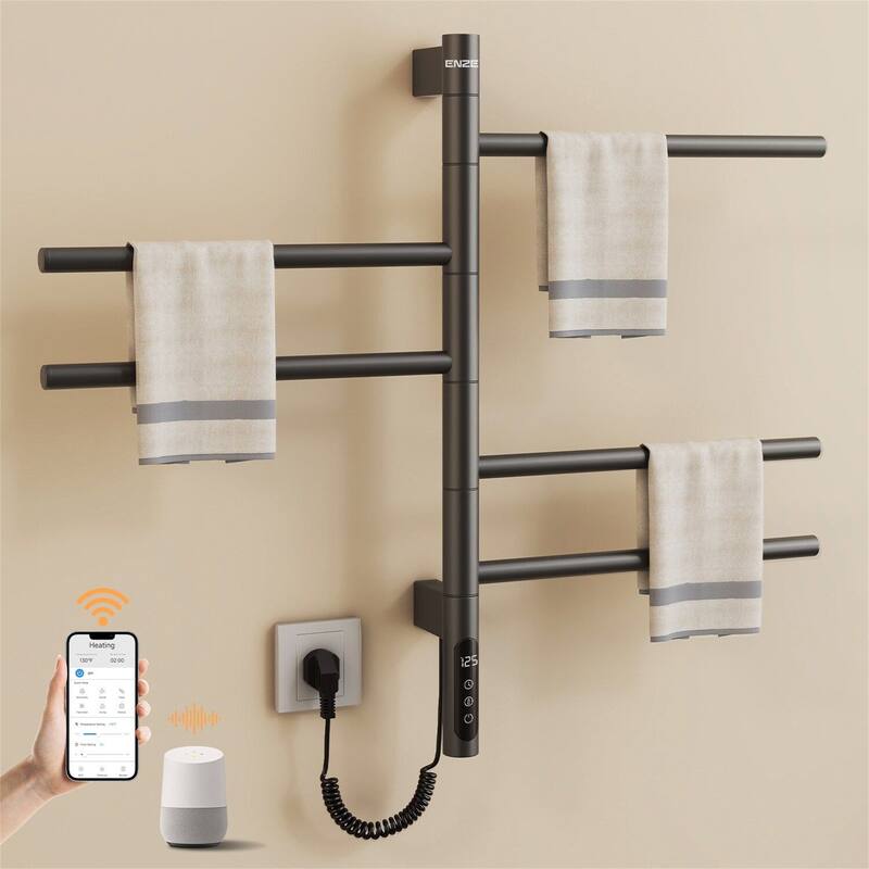 Smart Rotating Heated Towel Rack for Bathroom,Towel Warmer - Grey