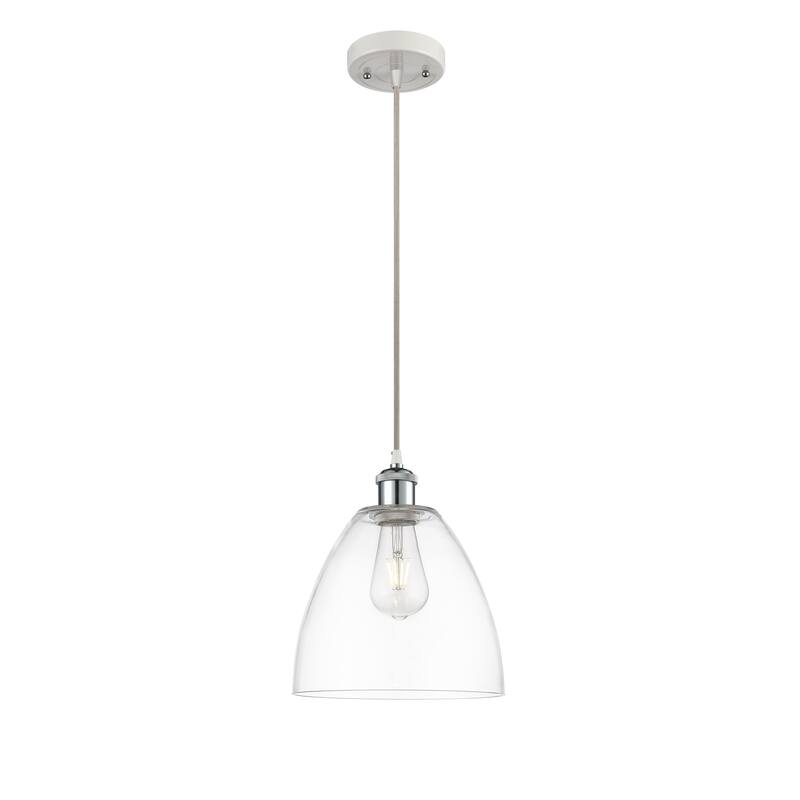 Innovations Lighting Ballston Bristol Glass 1 Light 9" Cord Hung Mini Pendant - Clear/White and Polished Chrome