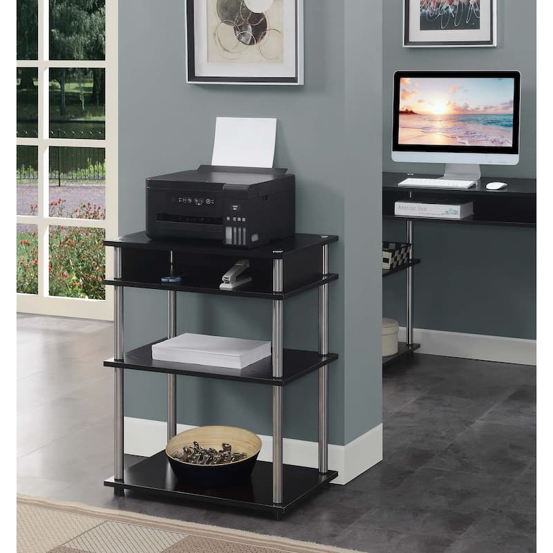 Convenience Concepts Designs2Go No Tools Printer Stand with Shelves - Black