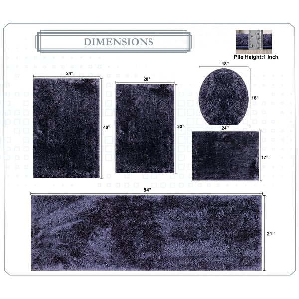 dimension image slide 21 of 28, Luxury Plush Bathroom Rug Set - Quick-Dry, Soft Microfiber, Non-Slip, Absorbent & Washable Bath Mats