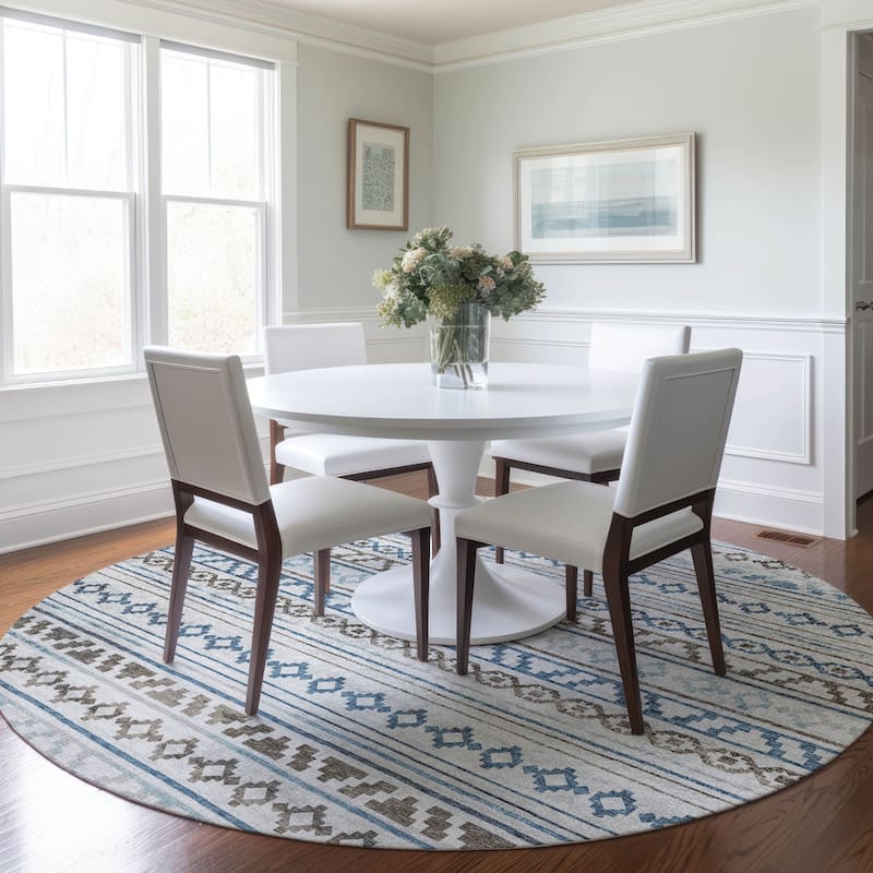 Premium Washable Super Soft Moroccan Boho Mayfield Rug - Gray - 8' x 8' - Round