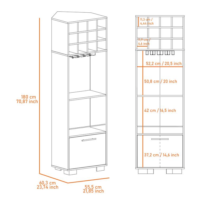 Jackson 12-Bottle 2-Shelf 1-Drawer Bar Cabinet Mahagony and Macadamia