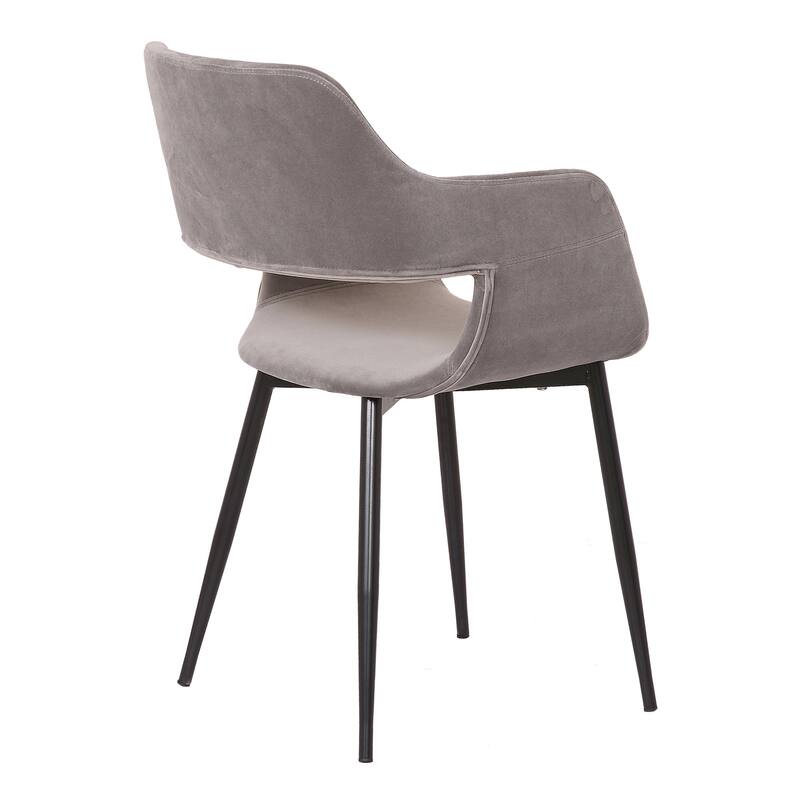 Mid-Century Accent Chair - Grey Dining Room Chair with Open Back Design - Modern Fabric Chair for Home Office