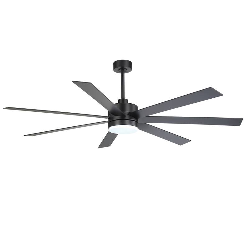 72-inch 7-Blade Matte Black Ceiling Fan with Light and Remote