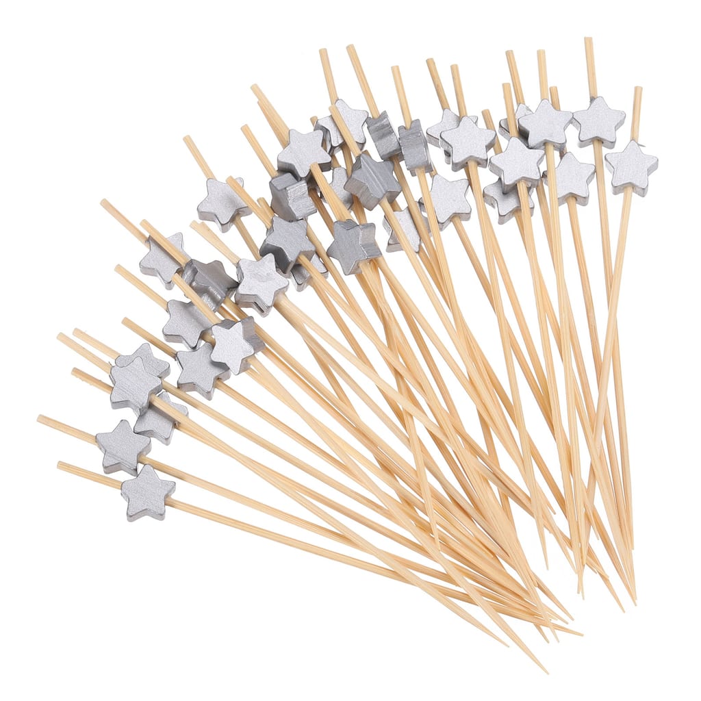 Bamboo Cocktail Toothpicks Star Drink Picks Skewer 100Pcs - 4.72"