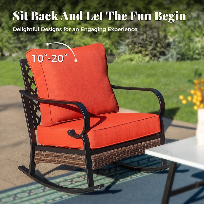 MAISON ARTS 5-Seat Outdoor Patio Furniture Sets, 2 x Cushioned Chairs, 1 x 3-Seat Sofa with Marbling Coffee Table