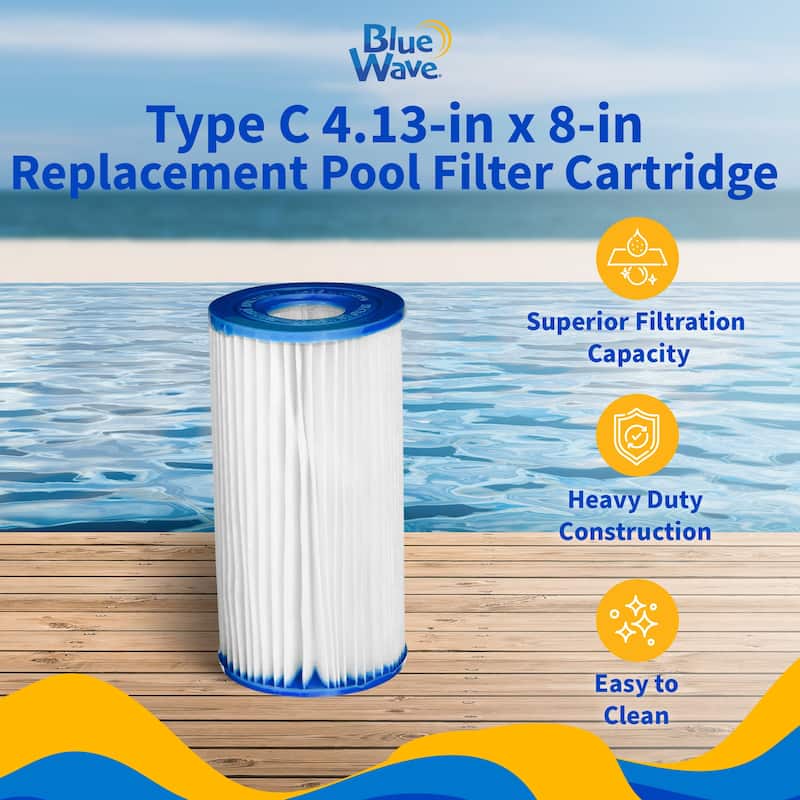 Blue Wave Type C 4.13-in x 8-in Replacement Pool Filter Cartridge - 4 Pack