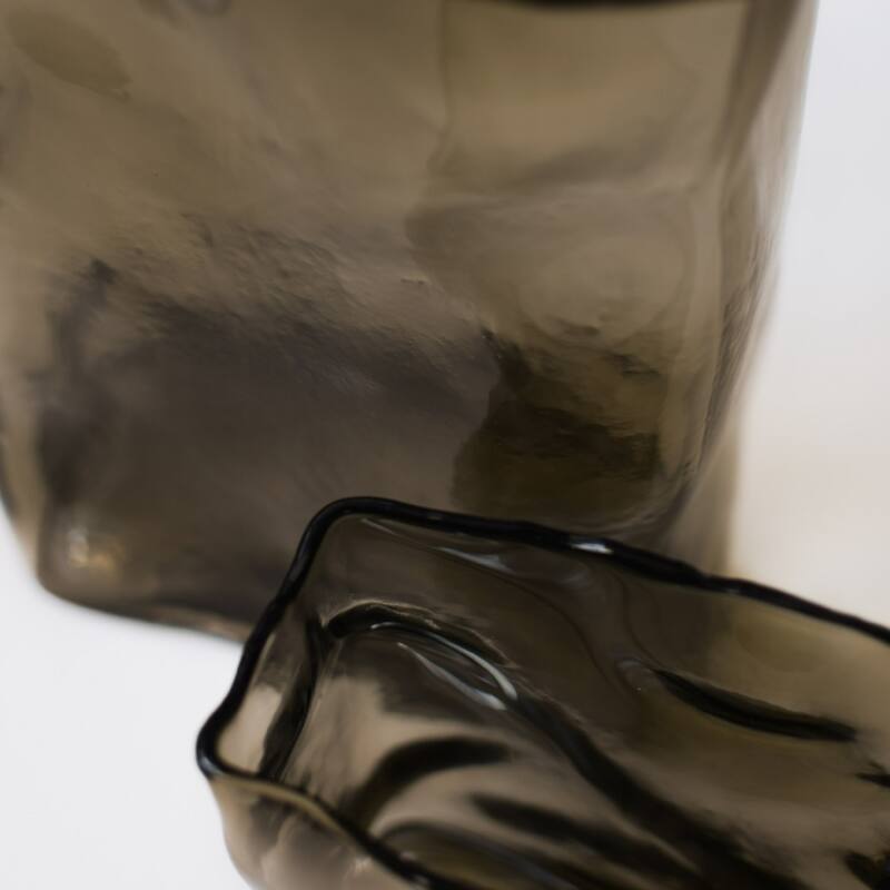 Abstract Curved Edge Vase - 7.5" - Brown