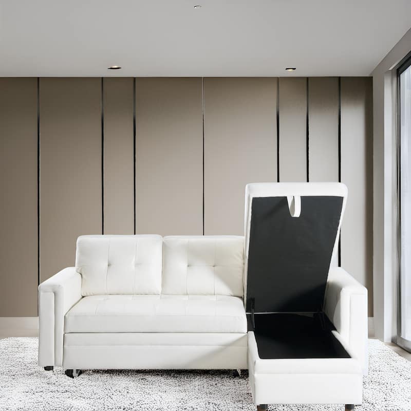 Convertible L-Shaped Sectional Sleeper Sofa with USB & Pull-Out Bed