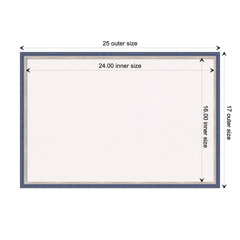 Theo Narrow Wood Framed White Corkboard Bulletin Board - Theo Blue Narrow - Board Size 24x16