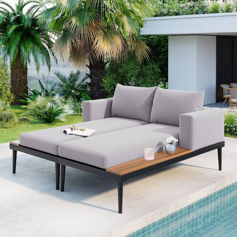 2 in 1 Padded Chaise Lounges for Poolside,Balcony