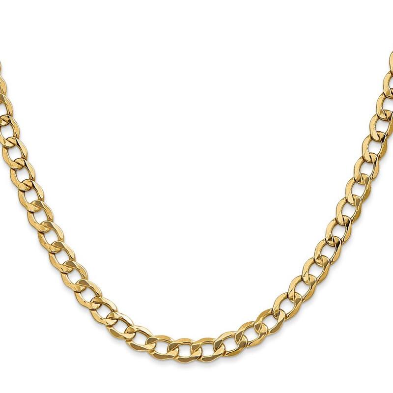 Curata 10k Semi Solid Lobster Claw Closure 5.25mm Semi solid Curb Link Chain Bracelet