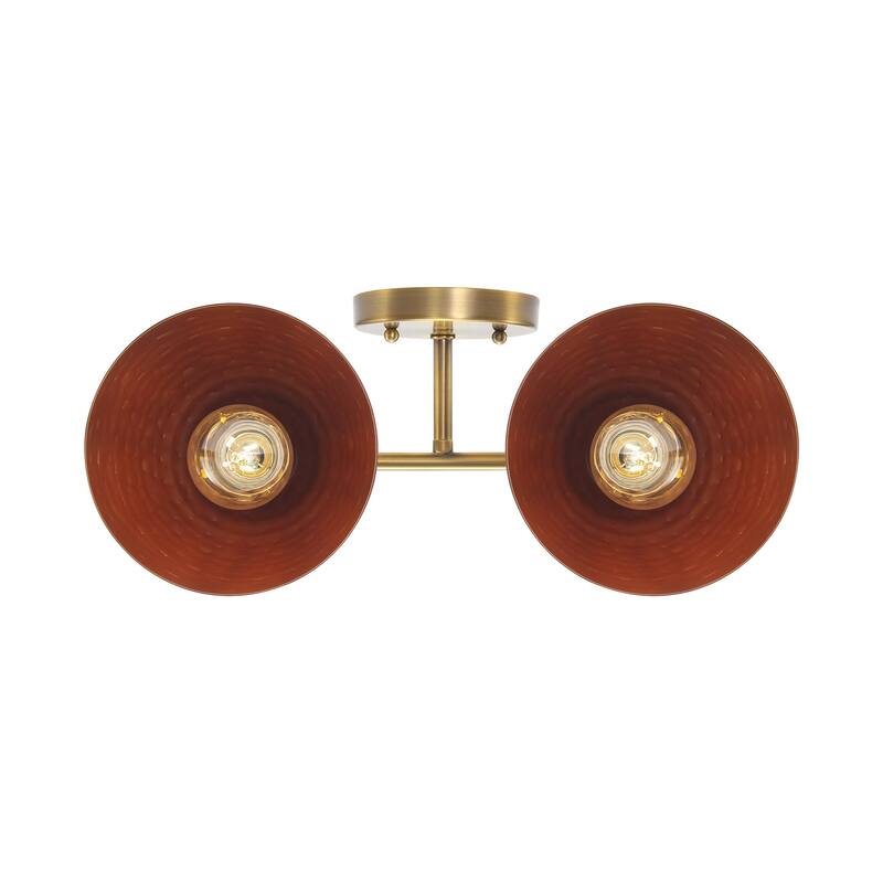 Golden Lighting Shepard 2-light Vanity in Modern Brass and Russet Clay shade