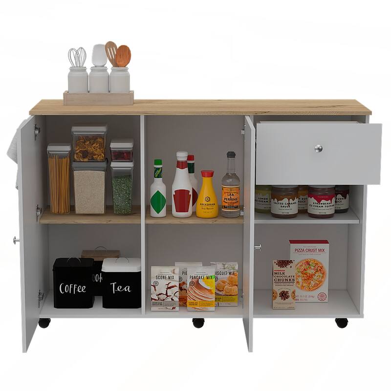 Kitchen Island Cart Victoria and Four Interior Shelves