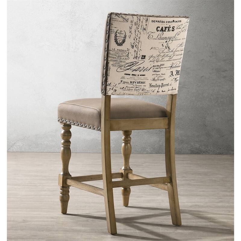 2 PCS Birmingham Script Printed Driftwood Counter Height Dining Chair