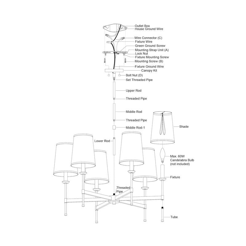 Vaxcel Lighting H0288 Camden 6 Light 30" Wide Chandelier