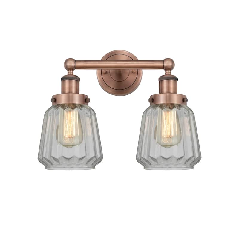 Innovations Lighting 616-2W-10-16 Chatham Vanity Chatham 2 Light 16" - Antique Copper / Clear