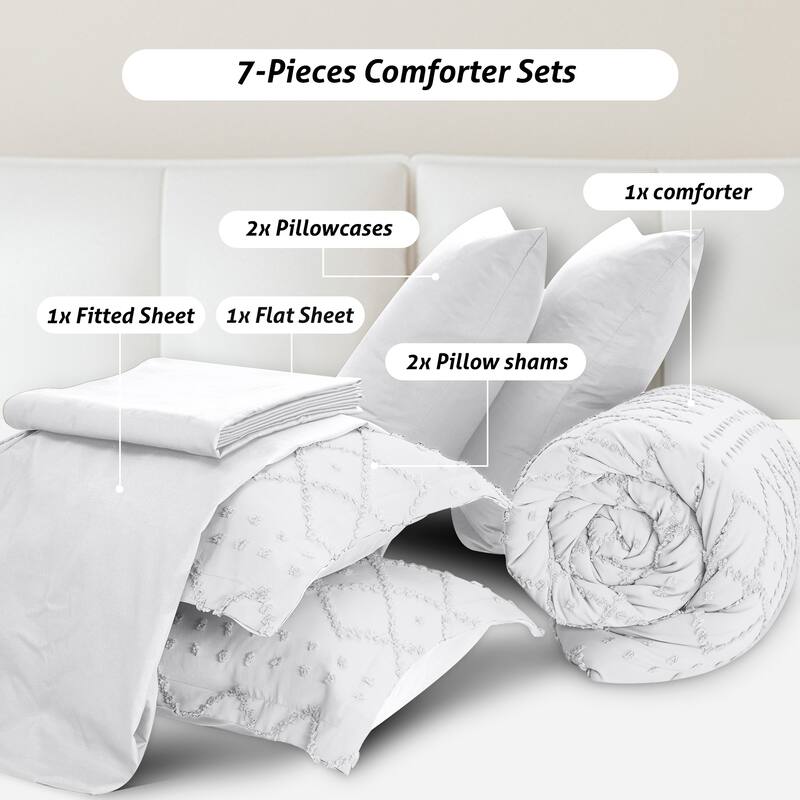 Set of 5/7 Pieces Brushed Comforter Set, Bed-in-a-Bag