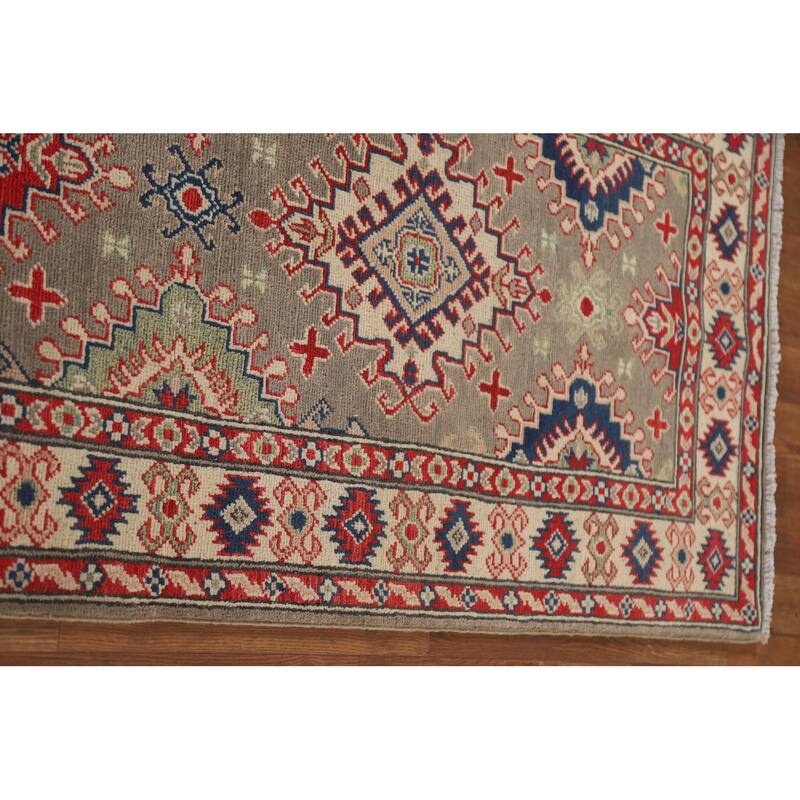 Hand Knotted Oriental 100% Wool Carpet Traditional Geometric Brown Kazak Runner Rug - 15' 11'' X 2' 8''