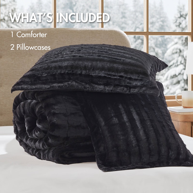 Madison Park York Faux Fur Comforter Mini Set