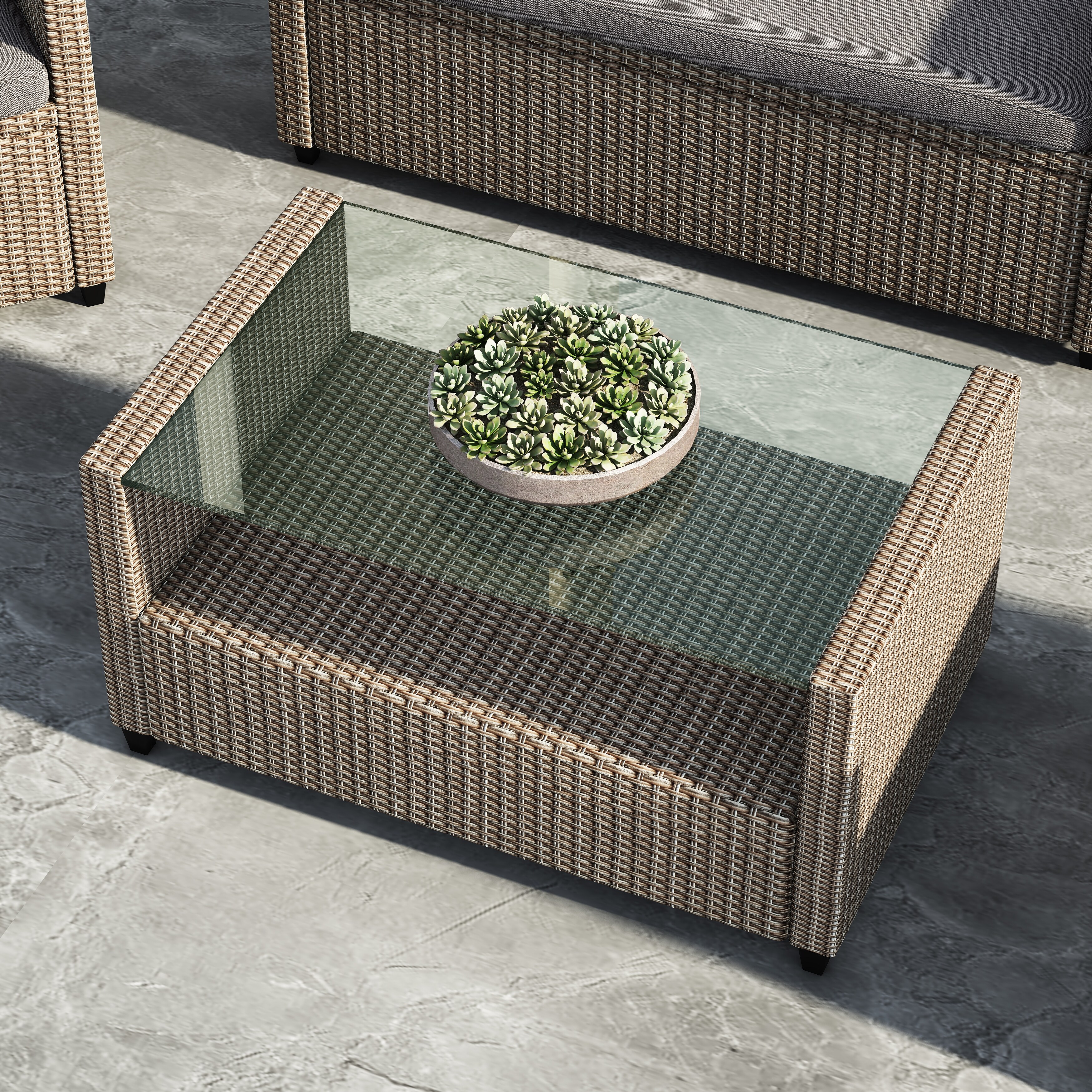 Corvus Armitage 7 piece Outdoor Wicker Sofa Set with Rocking