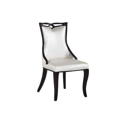 Black/White Faux Leather Upholstered Wood Frame Dining Chair, Set of 2, Sturdy Dining Chair for Dining Rooms - 17.5