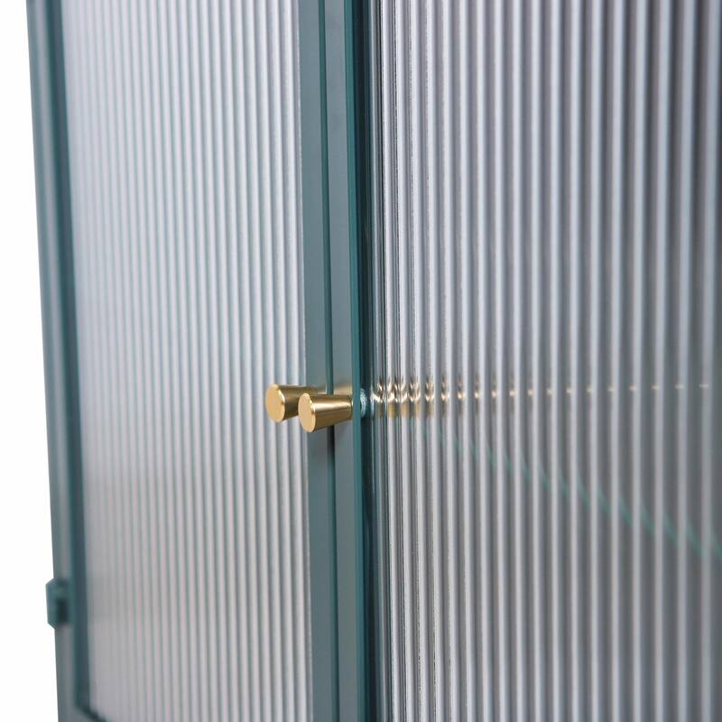 Modern Fluted Glass Wall Cabinet - Adjustable Shelves