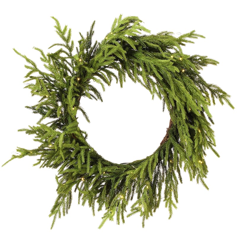 24"Led Natural Touch Norfolk Pine Wreath - 24