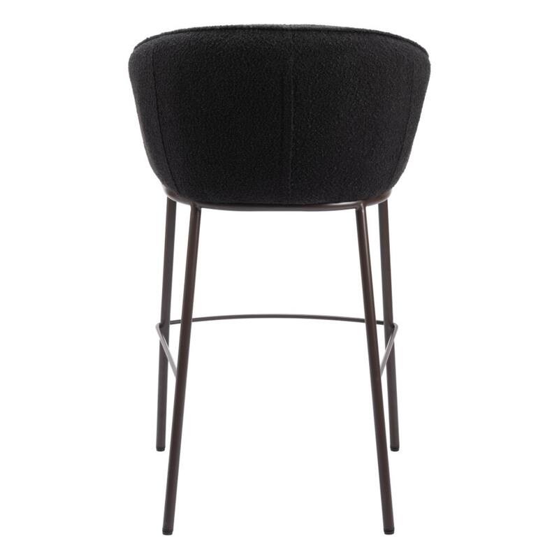 30 Inch Black and Bronze Bar Height Chair with Back and Armrests - 24.4” x 24.4” x 40.9”